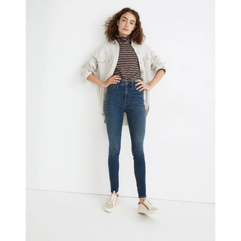 Madewell‎ High Rise Skinny Jeans Raw Hem Dark Wash Denim 28 Inseam